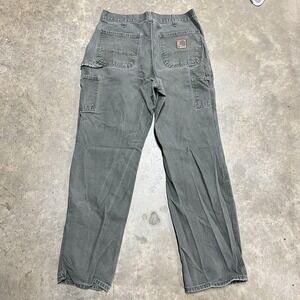 Vintage Carhartt Carpenter Pants Mens 33x33 Green Canvas Workwear Y2K Outdoors